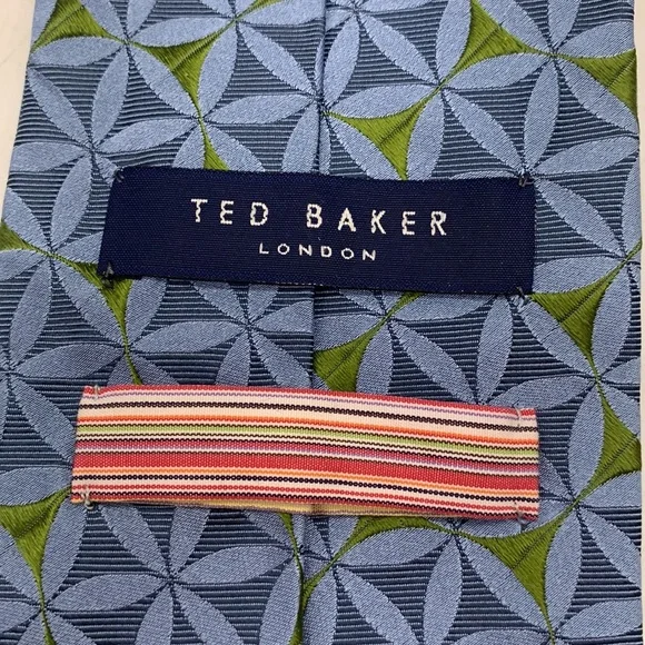 Ted Baker London Blue Yellow 100% Silk Tie - Picture 4 of 7